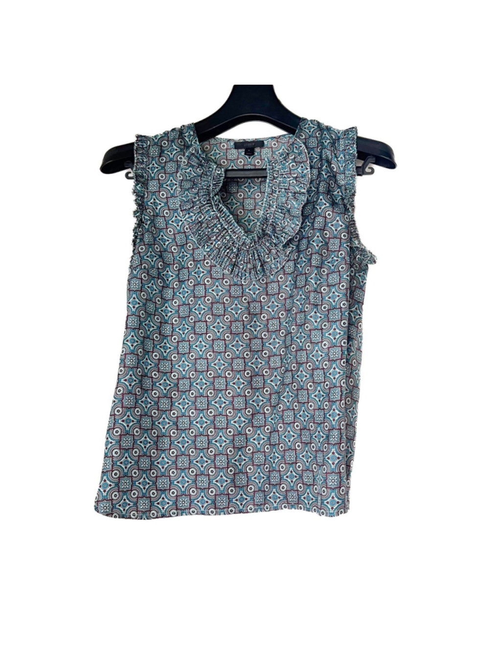 J Crew 100% Silk Satin Sleeveless Ruffle Blouse Top Shirt Sz 6 Officecore Boho